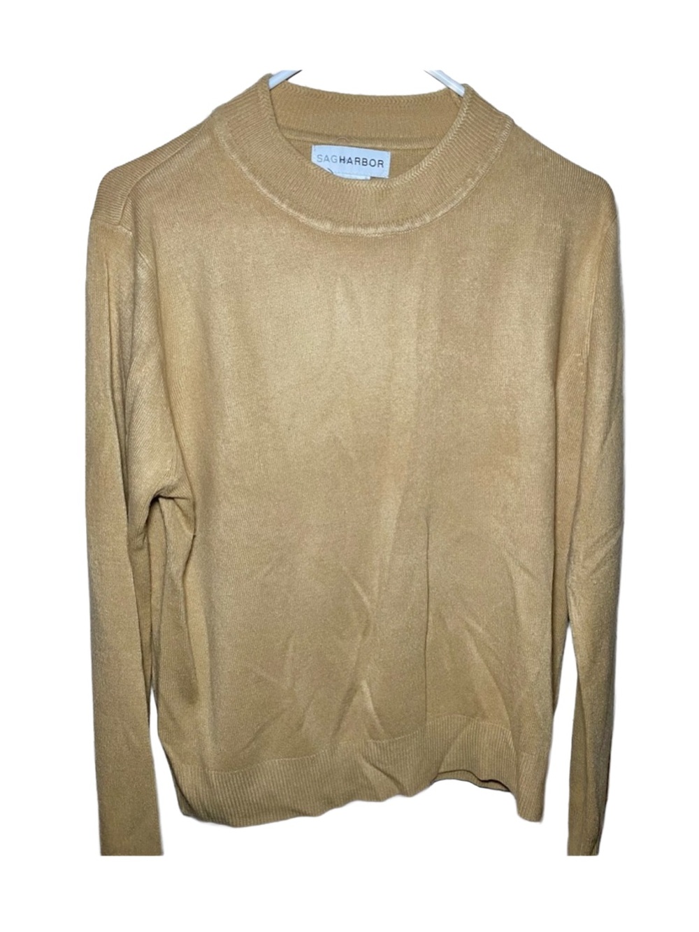 Sag Harbor Tan/Brown Long Sleeve Sweater‎ Women's mock turtleneck L/XL